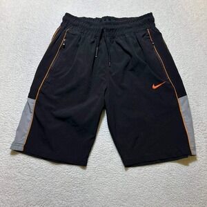 Nike Better World Black Active Shorts Gray Side Panels Orange Swoosh Logo Boys L